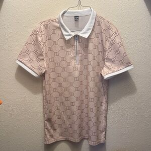 Men's Beige Patterned Polo Shirt